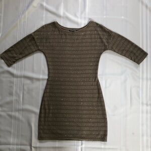 Express - Taupe 3/4 Sleeve Bodycon Mini Party Dress w/Sequins Size SP